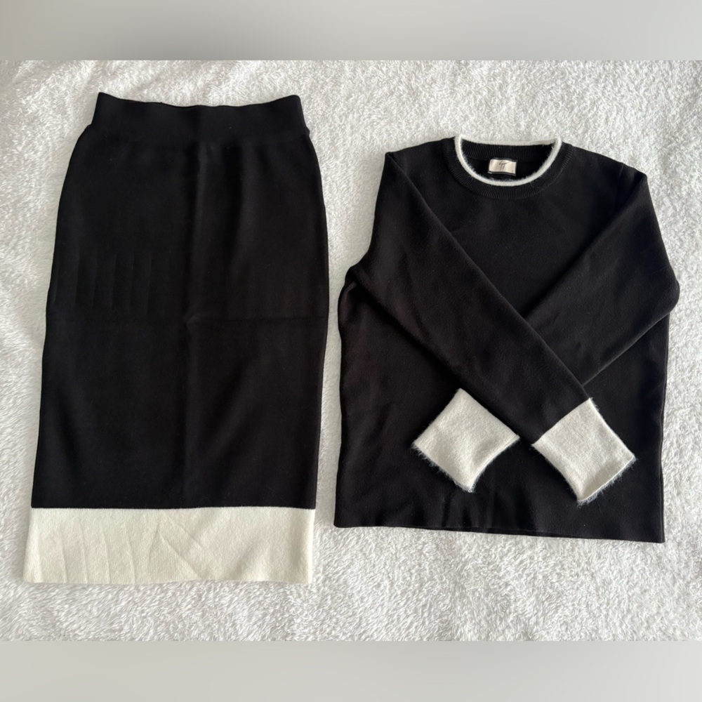 Elegant Black and White Skirt Set